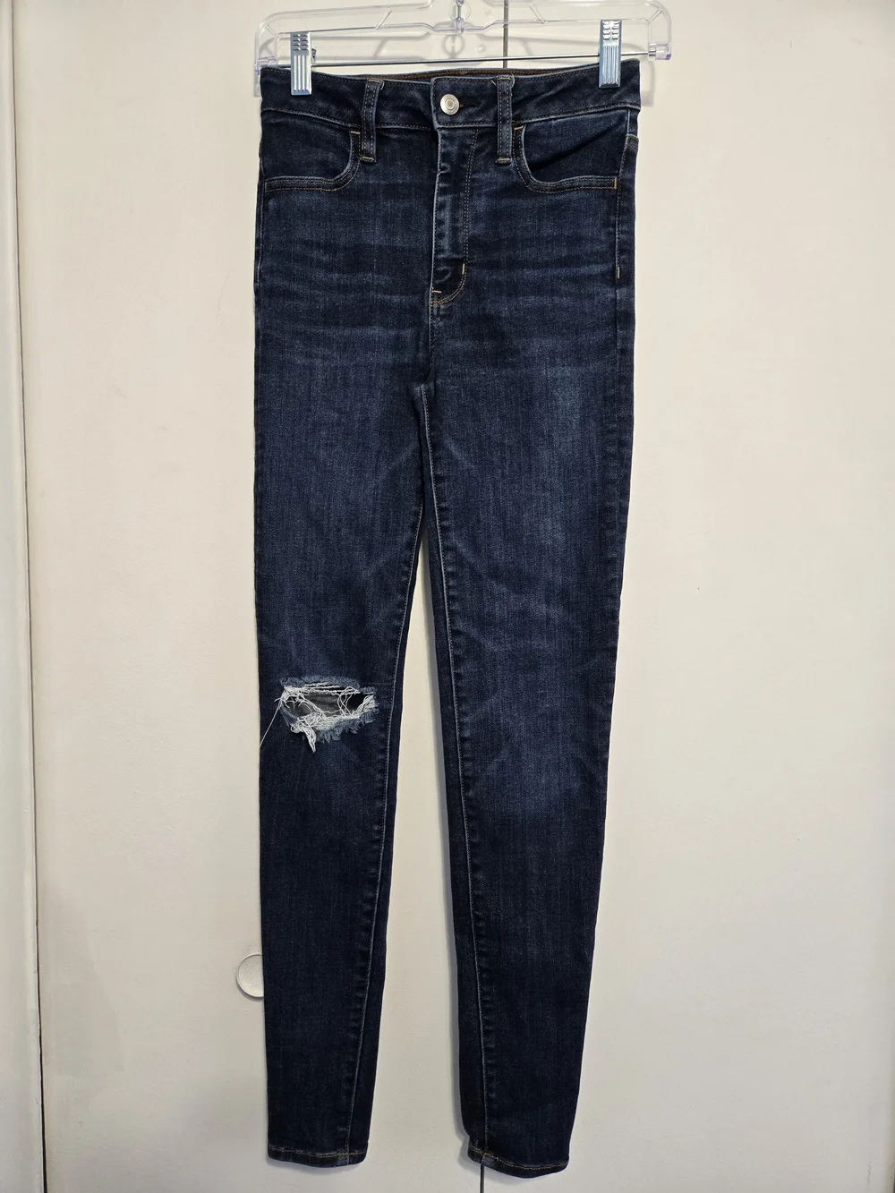 American Eagle Super‎ Hi-Rise Jegging Distressed Skinny Jeans Size 0
